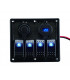 Tableau électrique 4 interrupteurs avec double prise USB, allume cigare et voltmètre