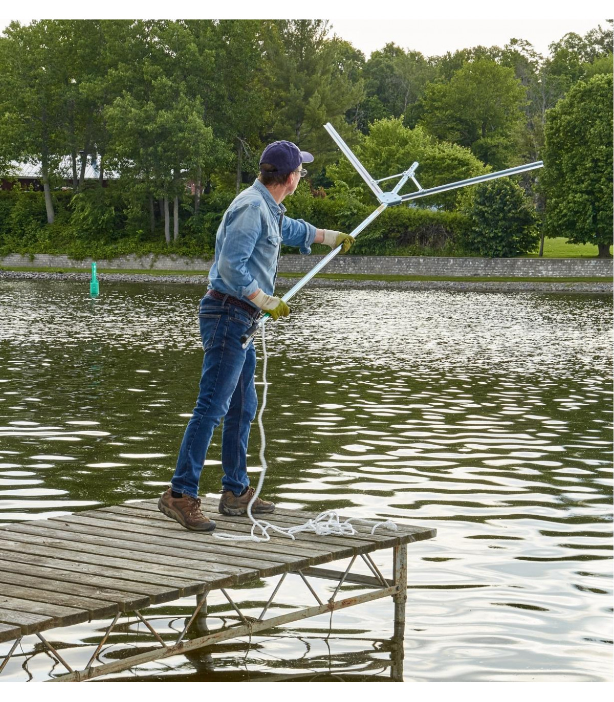 Coupe-herbe Aquatique Acouto - Pliable, Avec Corde 10 M, Pour Pêche, Jardin, Nettoyage Étang
