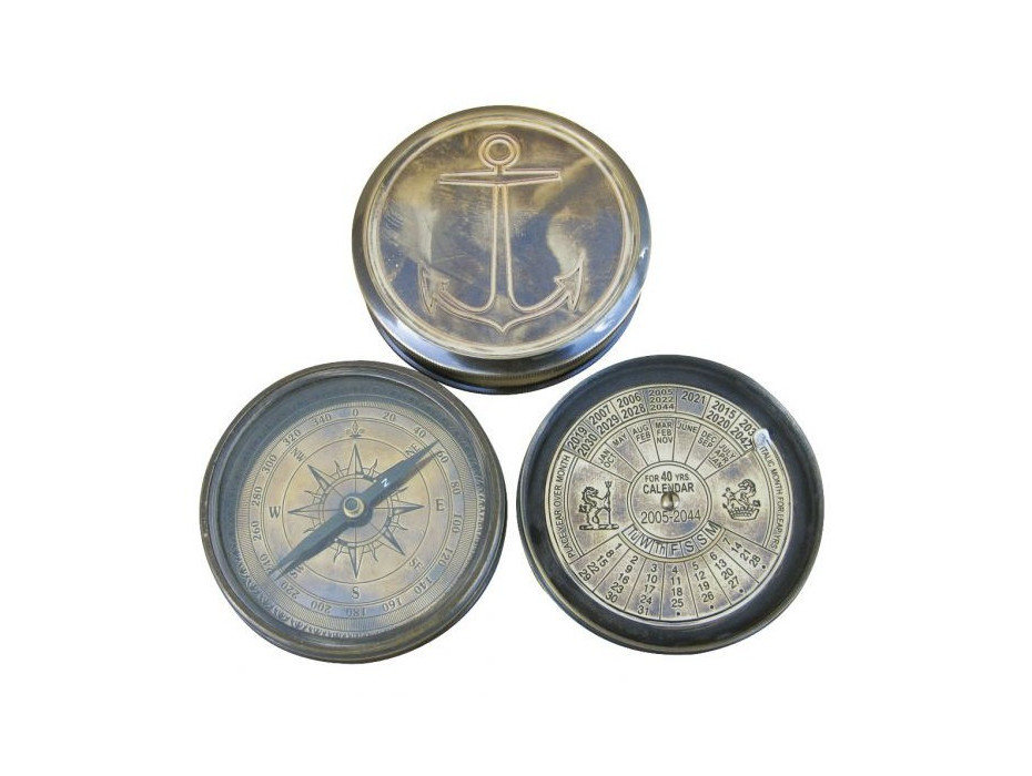 Boussole et calendrier perpétuel laiton antique
